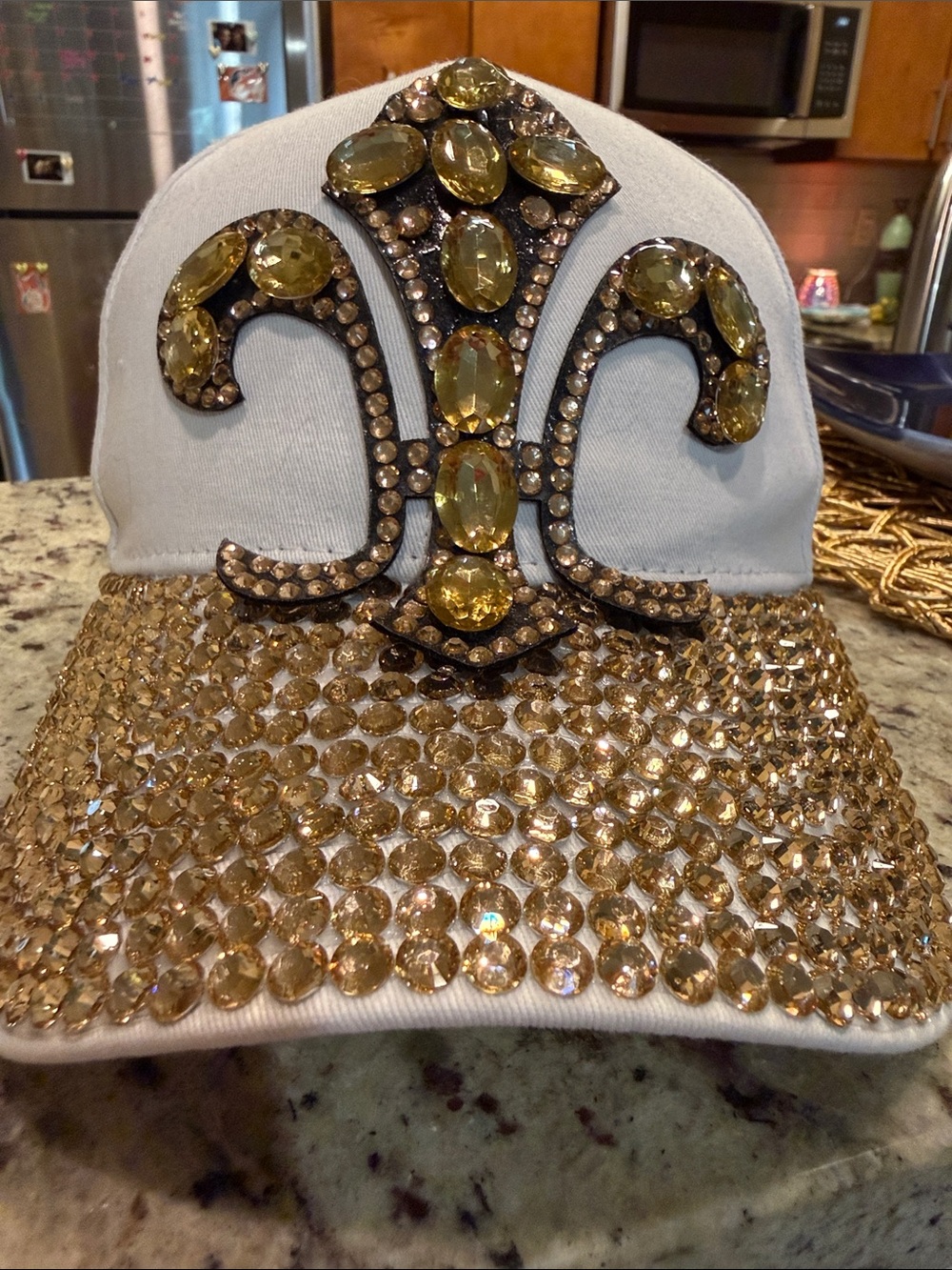 Crystal Embellished Women’s Cap - Gold Rhinestone